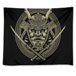 Samurai Warrior Mask Print Tapestry
