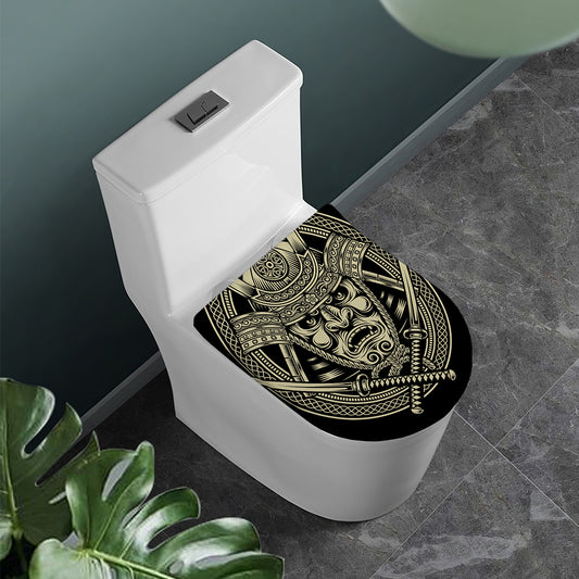 Samurai Warrior Mask Print Toilet Lid Cover