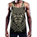 Samurai Warrior Mask Print Men's Workout Tank Top
