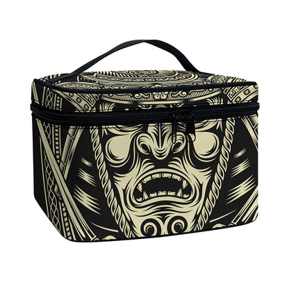 Samurai Warrior Mask Print Travel Makeup Bag