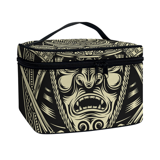 Samurai Warrior Mask Print Travel Makeup Bag