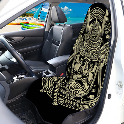 Samurai Warrior Mask Print Waterproof Car Seat Cover