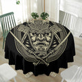 Samurai Warrior Mask Print Waterproof Round Tablecloth