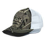 Samurai Warrior Mask Print White Mesh Trucker Cap