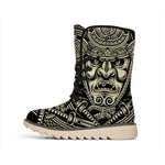 Samurai Warrior Mask Print Winter Boots