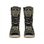 Samurai Warrior Mask Print Winter Boots