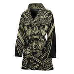 Samurai Warrior Mask Print Women's Bathrobe
