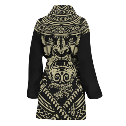Samurai Warrior Mask Print Women's Bathrobe