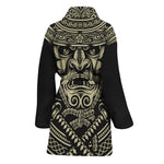 Samurai Warrior Mask Print Women's Bathrobe