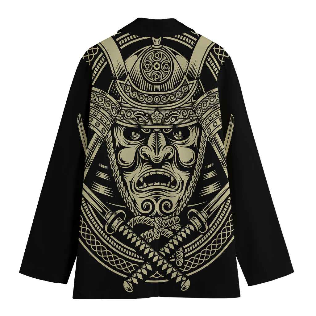 Samurai Warrior Mask Print Women's Blazer