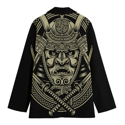 Samurai Warrior Mask Print Women's Blazer
