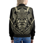 Samurai Warrior Mask Print Women's Bomber Jacket