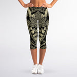 Samurai Warrior Mask Print Women's Capri Leggings