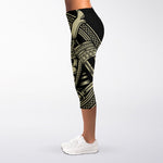 Samurai Warrior Mask Print Women's Capri Leggings