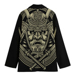 Samurai Warrior Mask Print Women's Cotton Blazer
