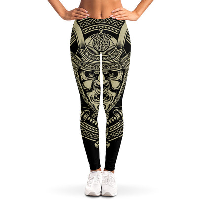 Samurai Warrior Mask Print Women's Leggings