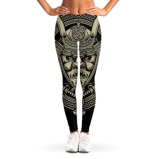 Samurai Warrior Mask Print Women's Leggings