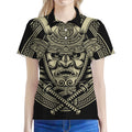 Samurai Warrior Mask Print Women's Polo Shirt