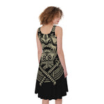 Samurai Warrior Mask Print Women's Sleeveless Dress