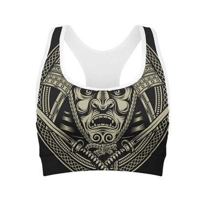 Samurai Warrior Mask Print Women's Sports Bra