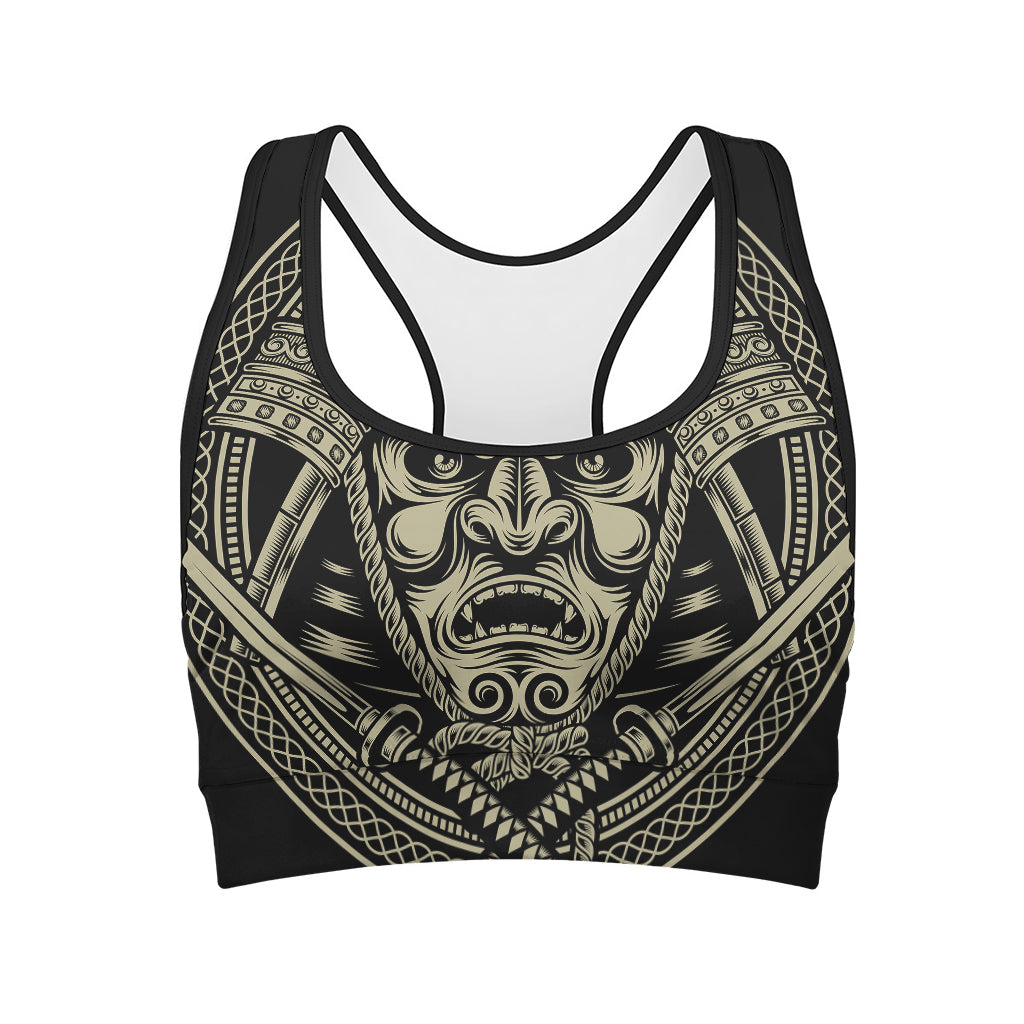 Samurai Warrior Mask Print Women's Sports Bra