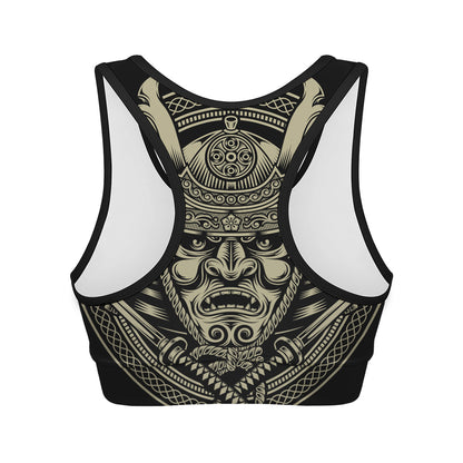 Samurai Warrior Mask Print Women's Sports Bra