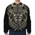 Samurai Warrior Mask Print Zip Sleeve Bomber Jacket