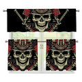 Samurai Warrior Skull Print 3 Piece Kitchen Curtains
