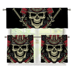 Samurai Warrior Skull Print 3 Piece Kitchen Curtains