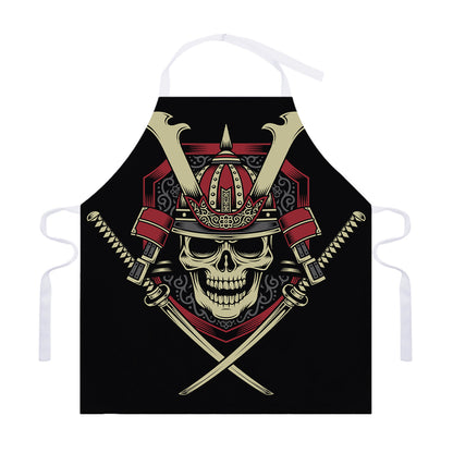 Samurai Warrior Skull Print Adjustable Apron
