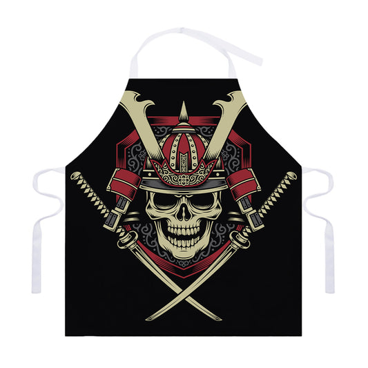 Samurai Warrior Skull Print Adjustable Apron