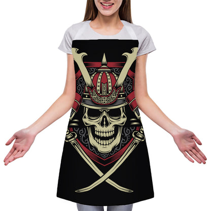 Samurai Warrior Skull Print Adjustable Apron