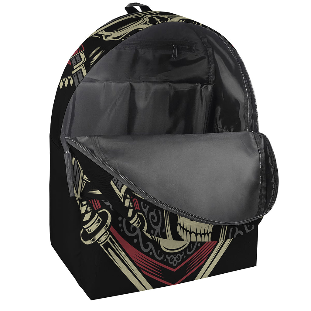 Samurai Warrior Skull Print Backpack