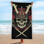 Samurai Warrior Skull Print Beach Towel