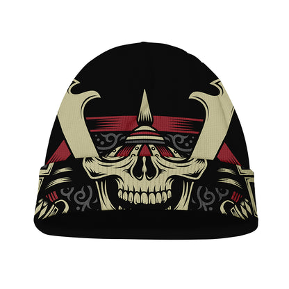 Samurai Warrior Skull Print Beanie