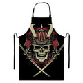 Samurai Warrior Skull Print Bib Apron With Pocket