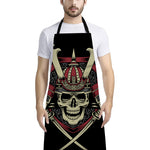 Samurai Warrior Skull Print Bib Apron With Pocket