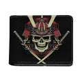 Samurai Warrior Skull Print Bifold Wallet