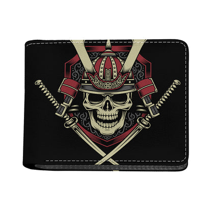 Samurai Warrior Skull Print Bifold Wallet