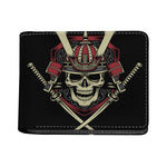 Samurai Warrior Skull Print Bifold Wallet