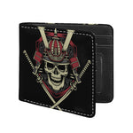 Samurai Warrior Skull Print Bifold Wallet