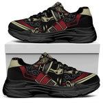 Samurai Warrior Skull Print Black Chunky Shoes