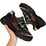 Samurai Warrior Skull Print Black Chunky Shoes