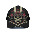 Samurai Warrior Skull Print Black Mesh Trucker Cap