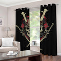 Samurai Warrior Skull Print Dimout Grommet Curtains