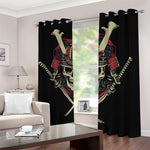 Samurai Warrior Skull Print Blackout Grommet Curtains