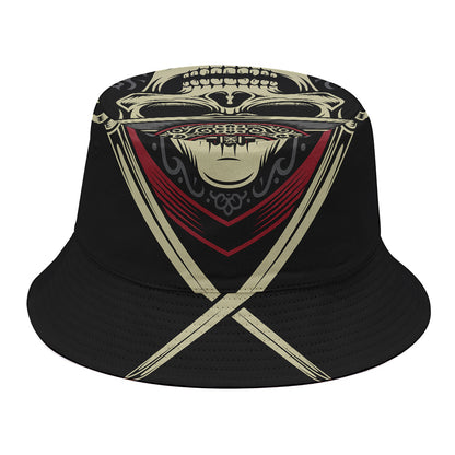 Samurai Warrior Skull Print Bucket Hat