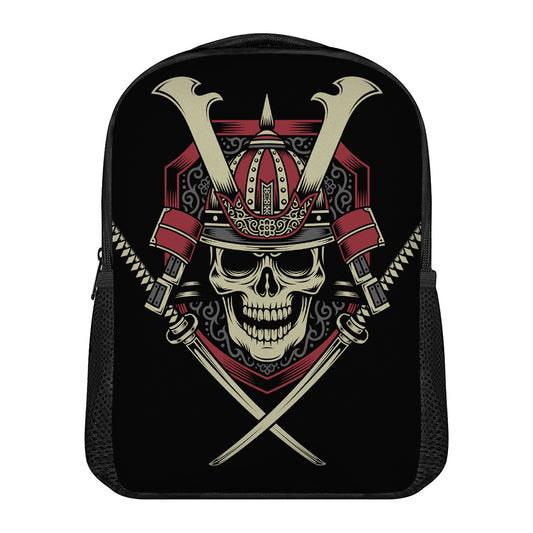 Samurai Warrior Skull Print Casual Backpack