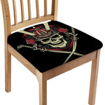 Samurai Warrior Skull Print Chair Cushion Cover