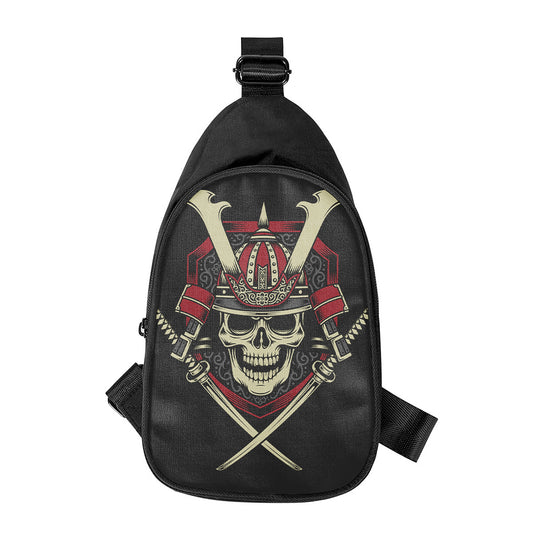 Samurai Warrior Skull Print Chest Bag